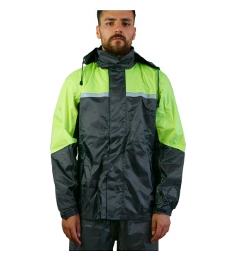 E31 Set Impermeable Clásico Negro /Amarillo Fluo